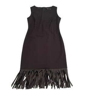 ILE New York Sleeveless Midi Fringe Dress Size 6 Black